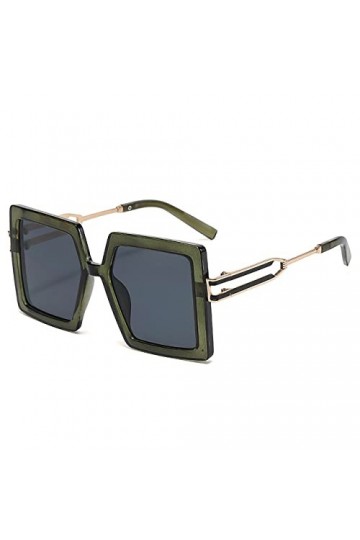 Lunettes de soleil carrées surdimensionnées Hommes Gradient Shades UV400 Femmes Lunettes de soleil rétro, Vert gris, taille u