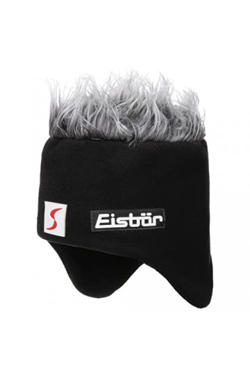 Eisbär Cocker Bonnet de ski en polaire avec bracelet en cuir, Noir , Taille Unique