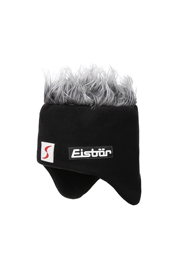 Eisbär Cocker Bonnet de ski en polaire avec bracelet en cuir, Noir , Taille Unique
