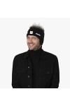 Eisbär Cocker Bonnet de ski en polaire avec bracelet en cuir, Noir , Taille Unique