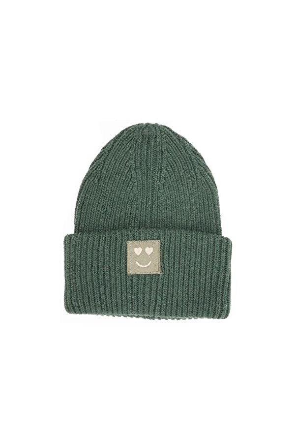 Zwillingsherz Bonnet Slouch avec laine Bonnet tricoté de qualité supérieure avec cœur smileys Patch pour femme fille garçon B