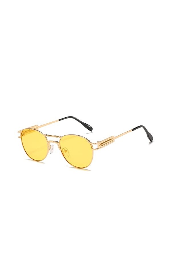 HCHES Lunettes de soleil Steampunk rondes rétro hommes Vintage printemps Punk lunettes de soleil pour femmes lunette de solei