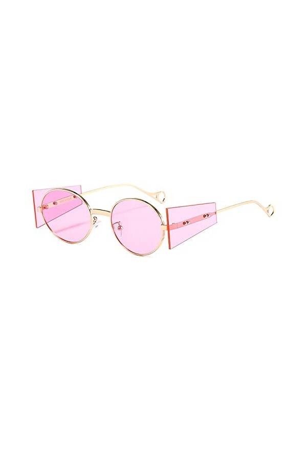 HPIRME Lunettes de soleil rondes femmes Steampunk métal cadre femme lunettes de soleil rétro lunettes hommes, 6, taille uniqu