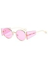 HPIRME Lunettes de soleil rondes femmes Steampunk métal cadre femme lunettes de soleil rétro lunettes hommes, 6, taille uniqu