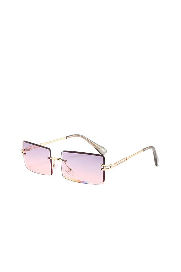 HCHES Lunettes de soleil sans monture rectangulaires hommes femmes nuances lunettes de soleil sans cadre Gafas Oculos, gris r