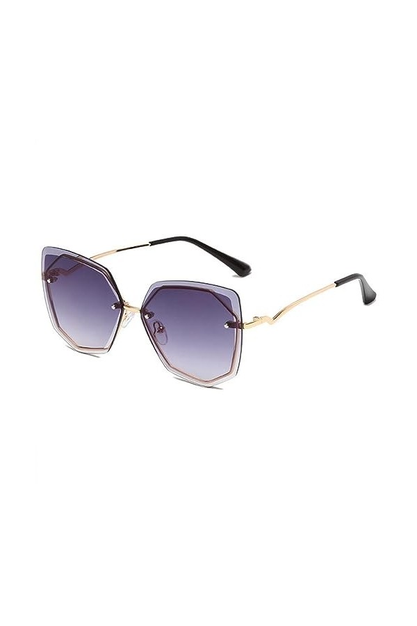 MUTYNE Lunettes de soleil surdimensionnées femmes luxe sans monture œil de chat lunettes de soleil dames dégradé verres trans
