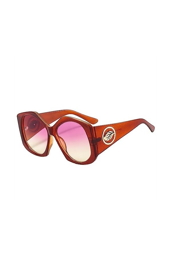Lunettes de Soleil carrées pour Femmes Hommes Lunettes de Soleil Nuances UV400, thé, Taille Unique