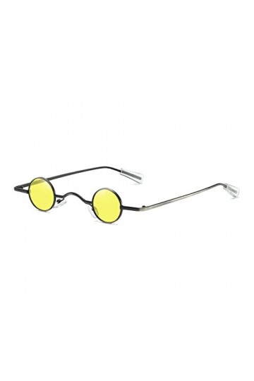 HCHES Vintage Rock Punk Man Lunettes de soleil Petites lunettes de soleil rondes Femmes Cadre en métal Lentille noire Lunette