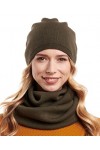Hilltop Set dhiver en coton pour femmes, composé dune écharpe dhiver et dun bonnet tricoté, Ensemble Hiver:olive