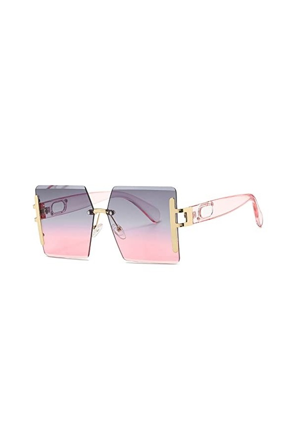 HPIRME Lunettes de soleil sans monture surdimensionnées femmes pour hommes lunettes de soleil Vintage rose grandes nuances UV