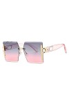 HPIRME Lunettes de soleil sans monture surdimensionnées femmes pour hommes lunettes de soleil Vintage rose grandes nuances UV
