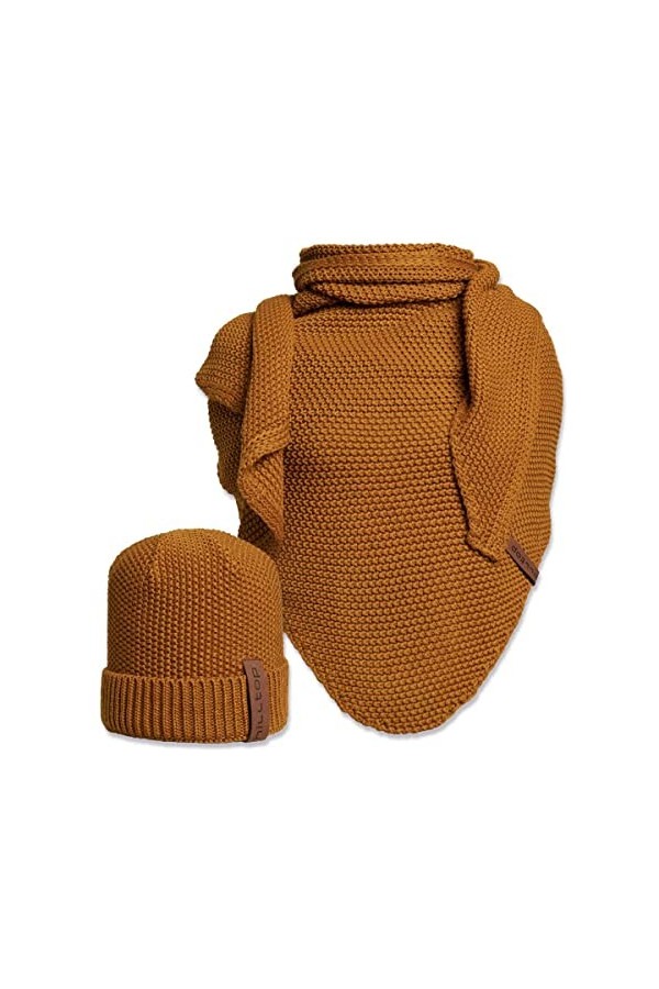 Hilltop - Ensemble dhiver unisexe 2 pièces - Avec bonnet et écharpe, bonnet en tricot, foulard XXL triangulaire, cadeau pour