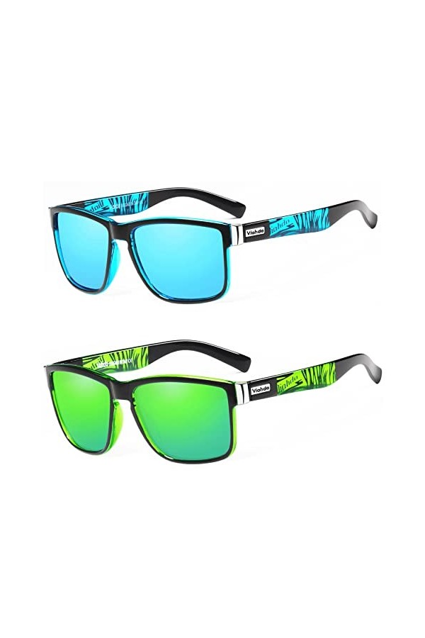VIAHDA Lunettes de soleil polarisées pour hommes conduisant des lunettes de soleil pour femmes Spuare Mirror Summer UV400, 60