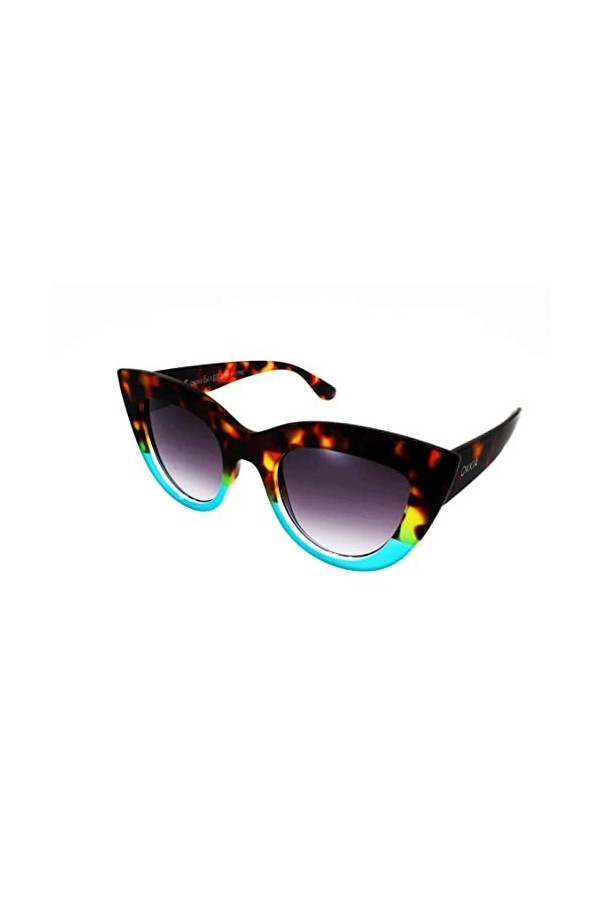 Okkia - Lunettes de soleil femme SUN Modèle CLAUDIA 013 Havane Bleu de forme Papillon rétro tendance dessinée en Italie