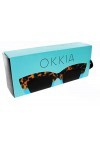 Okkia - Lunettes de soleil femme SUN Modèle CLAUDIA 013 Havane Bleu de forme Papillon rétro tendance dessinée en Italie