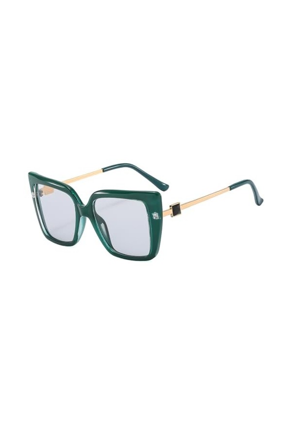 HPIRME Lunettes de soleil carrées surdimensionnées pour femmes, lunettes de soleil vertes et grises, grandes nuances, vert gr
