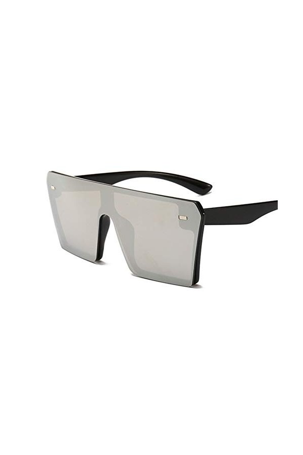 ANICHE Lunettes de soleil pour femmes, lunettes de soleil carrées surdimensionnées UV400 haut pour femmes rouge noir lentille