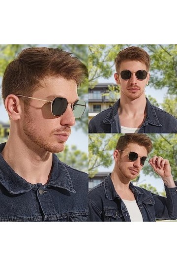 VIVIENFANG Lunettes de soleil aviateur classiques polarisées hexagonales carrées pour femmes et hommes, lunettes de soleil po