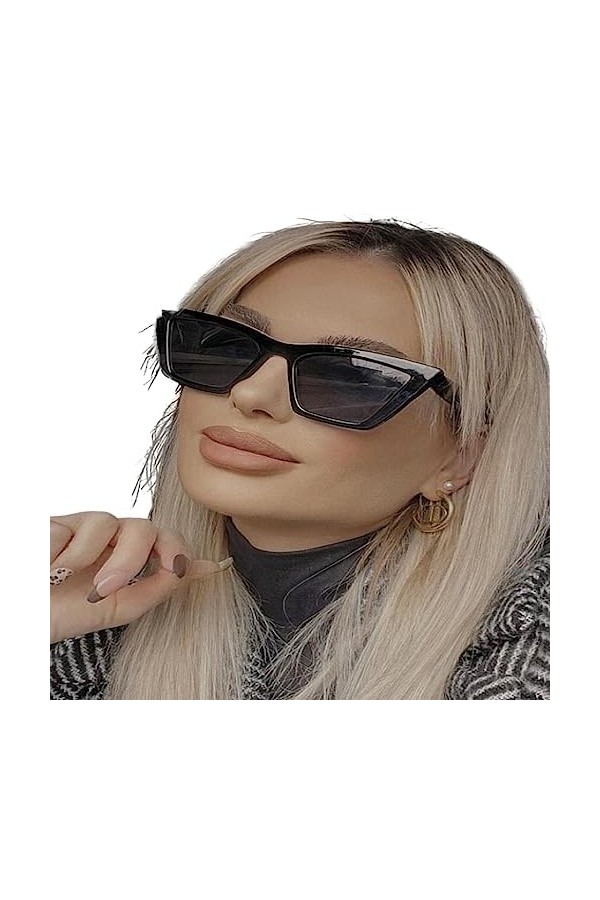 NOGRAX Lunettes de soleil Lunettes De Soleil Femmes Carré Petit Cadre Lunettes De Soleil Femmes Rétro Lunettes De Soleil-Blac