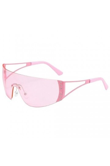 BORATO Lunettes de Soleil Lunettes De Soleil Y2K Pour Femmes Hommes Futuristes Plate De Soleil.-Rose