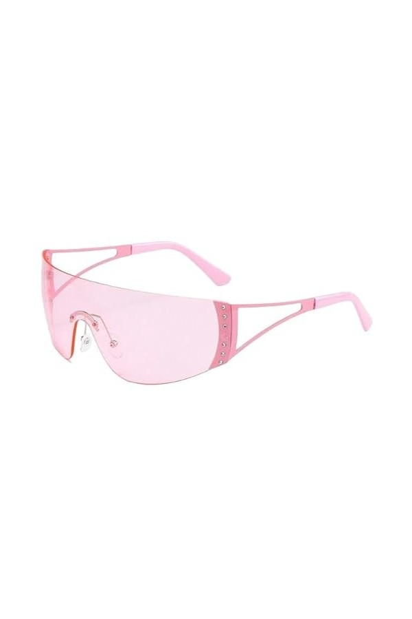 BORATO Lunettes de Soleil Lunettes De Soleil Y2K Pour Femmes Hommes Futuristes Plate De Soleil.-Rose