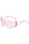 BORATO Lunettes de Soleil Lunettes De Soleil Y2K Pour Femmes Hommes Futuristes Plate De Soleil.-Rose