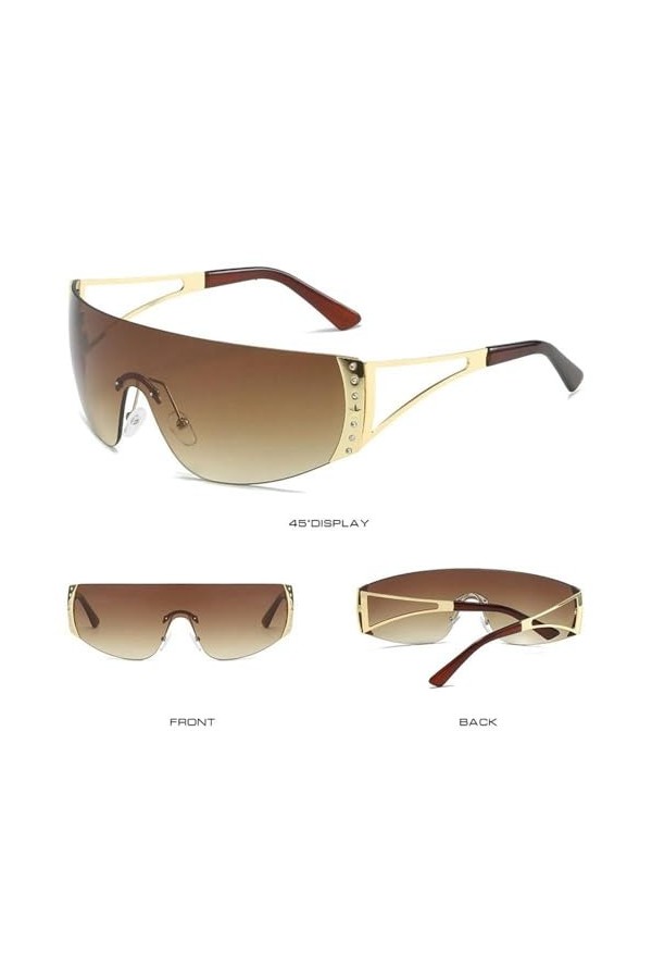 BORATO Lunettes de Soleil Lunettes De Soleil Y2K Pour Femmes Hommes Futuristes Plate De Soleil.-Rose