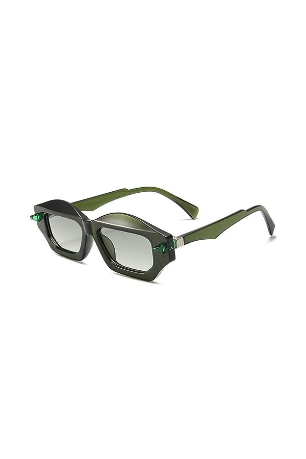 Polygone Cat Eye Double Couleur Lunettes de Soleil Femmes Rétro Hommes Rivets Gradient Lunettes de Soleil, Dégradé Vert Vert,