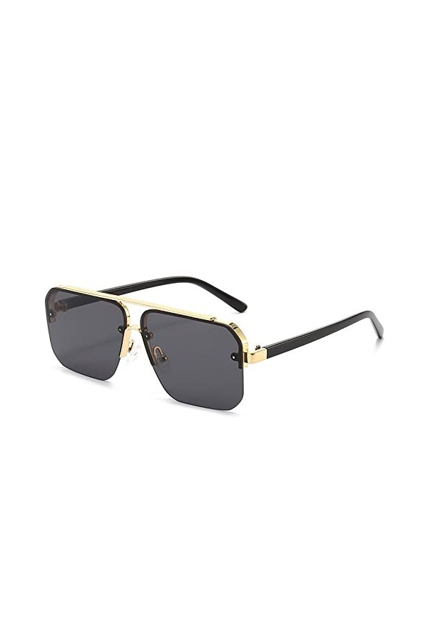 Lunettes de soleil carrées Mode Hommes et femmes Lunettes de soleil demi-monture Lunettes de soleil tendance Mode polyvalent,