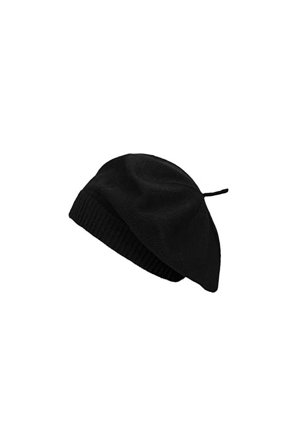 BICKLEY + MITCHELL 2174-01-9-20 Beret pour Femme Cashmere Merino Blend Bonnet, Noir, Taille Unique