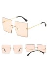 HPIRME Lunettes de soleil carrées vintage femmes lunettes de soleil sans monture surdimensionnées nuances femme clair, 7, tai