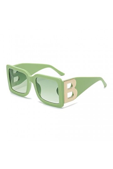 HPIRME Lunettes de soleil carrées surdimensionnées à la lettre Femmes UV400 Lunettes de soleil rétro, WTY118 Vert, taille uni