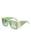 HPIRME Lunettes de soleil carrées surdimensionnées à la lettre Femmes UV400 Lunettes de soleil rétro, WTY118 Vert, taille uni