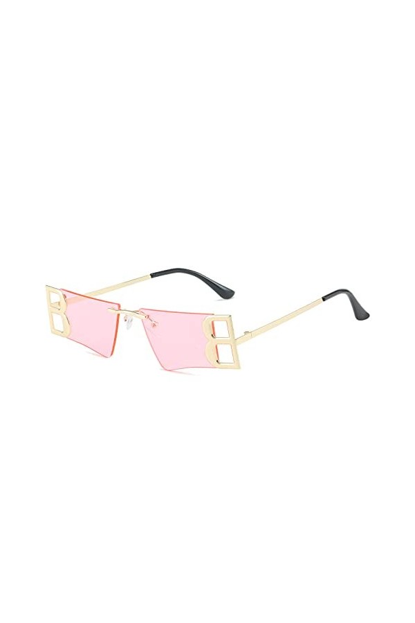 Femmes hommes luxe métal Punk Hip Hop lunettes de soleil pour femme mode Vintage sans monture carré lunettes de soleil UV400,