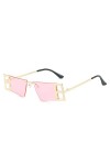 Femmes hommes luxe métal Punk Hip Hop lunettes de soleil pour femme mode Vintage sans monture carré lunettes de soleil UV400,
