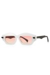 HPIRME Lunettes de soleil œil de chat polygone femmes nuances dégradées UV400 rivets lunettes de soleil, blanc rose jaune, ta