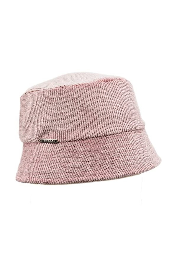 MELEGARI Chapeau femme Cloche Lucca | Velours côtelé | Doublure en polaire polaire | Poche | Fabriqué en Italie, rose, Taille