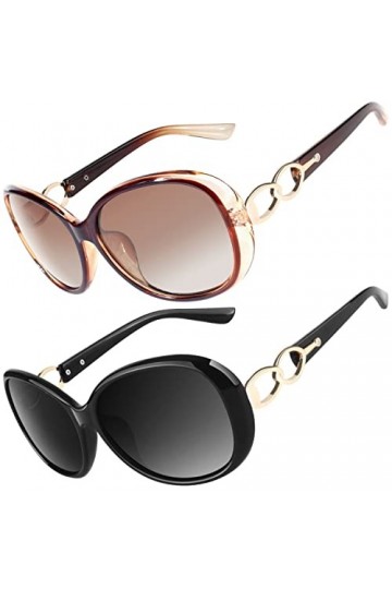 CGID Lunettes de Soleil Femme Polarisées Retro Grand Cadre Designer surdimensionné Protection UV400 Avec Strass MJ85