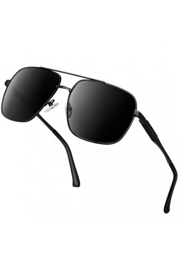 KANASTAL Lunettes de Soleil pour Homme et Femme Polarisées UV400 Lunette de Soleil en Alliage Al-MG Premium Rétro Double Paie