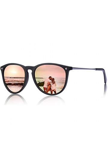 Carfia Lunettes de Soleil Femme Homme Polarisées Cat.3 Vintage Cadre en Acétate UV400 Protection