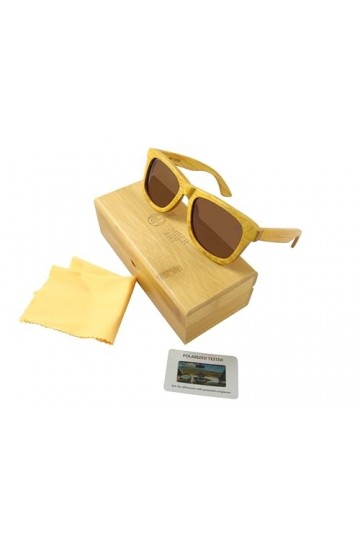 TIMBER ART | Lunettes de Soleil Polarisées pour Homme et Femmes, Monture en Bois débène Clair, Polarise UV400, 100% anti UV4
