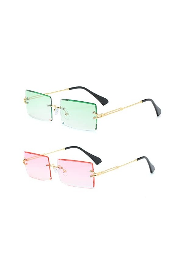 YUELUQU lunettes de soleil rétro sans cadre pour femmes hommes mode rétro Rectangle lunettes carré clair lunettes de soleil 