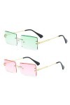 YUELUQU lunettes de soleil rétro sans cadre pour femmes hommes mode rétro Rectangle lunettes carré clair lunettes de soleil 