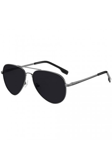 H HELMUT JUST Lunettes de Soleil Hommes Pilote Polarisées Aviateur Anti-Reflet Verres en Miroir