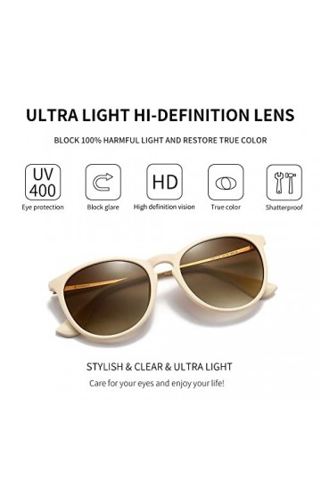 SUNGAIT Lunettes de Soleil Rondes Vintage pour Femmes Classique Retro Designer Style Ladies Lunettes de Soleil SGT567-RBSC-FR