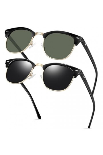 KANASTAL Lunettes de Soleil Polarisées Hommes et Femmes Lunettes de Soleil Demi-Monture Métal Classiques Lunettes de soleil R