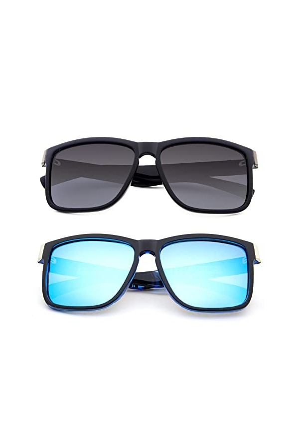 ANDOILT Vintage Lunettes de Soleil Polarisées pour Homme et Femmes Rétro Classiques UV400 Protection Lunettes Bleu Sport Mont