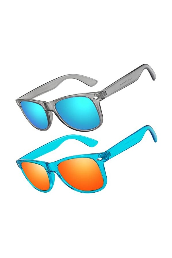 LINVO Lunettes de Soleil Polarisées pour Homme Femme Classique Lunettes de Conduite Anti-UV Lunettes de Soleil Design Rétro d