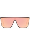 H HELMUT JUST Lunettes de Soleil Femme Carrée Grand Cadre Verres Rose Mioir en Nylon Monture en TR90 Branche en Acétate
