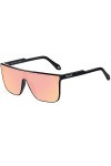 H HELMUT JUST Lunettes de Soleil Femme Carrée Grand Cadre Verres Rose Mioir en Nylon Monture en TR90 Branche en Acétate